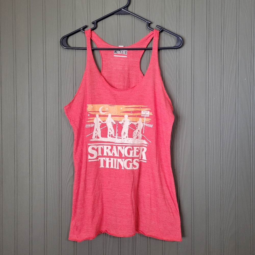 Netflix Stranger Things Sleeveless Racerback Graphic Tank Top Red Women's Large